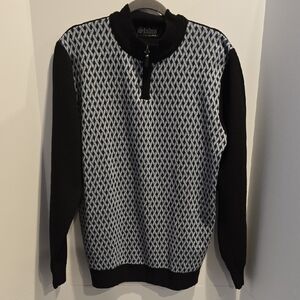 Studio Black & Blue Zip-Front Knit Sweater